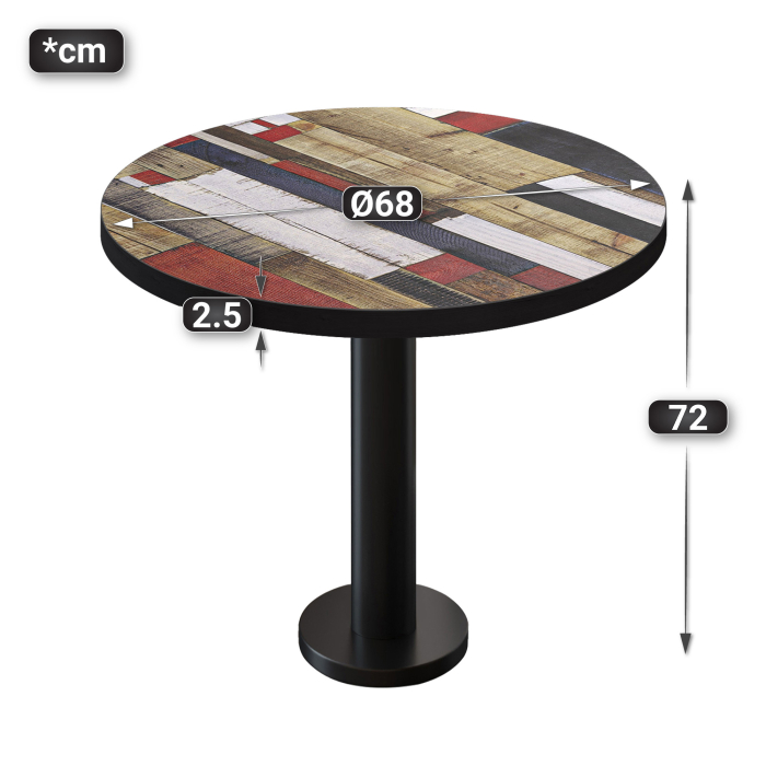 BML | Bistro-pöytä | Ø:K 70 x 75 cm | Vintage värikäs / Musta | Pyöreä | Pyöreä BML | Bistro-pöytä | Ø:K 70 x 75 cm | Vintage värikäs / Musta | Pyöreä | Pyöreä