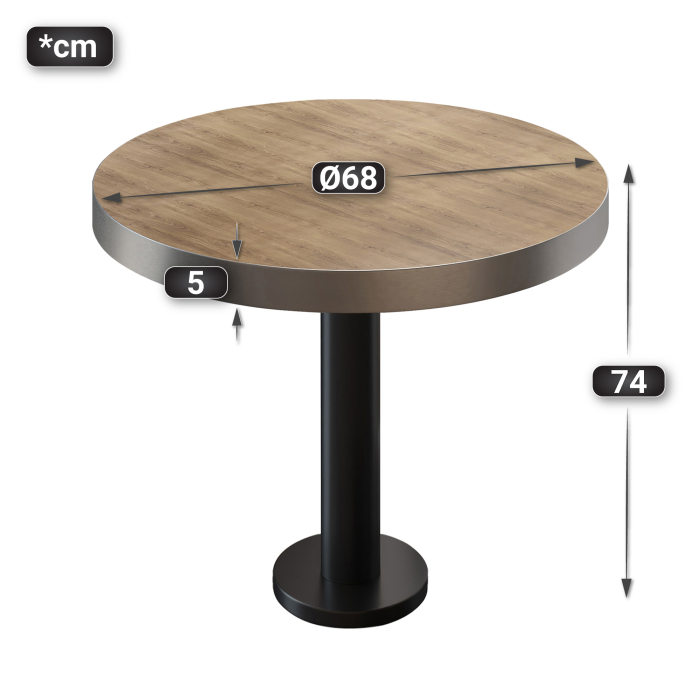 BML | Bistrobord | Ø:H 70 x 77 cm | Eik / Sort | Rundt BML | Bistrobord | Ø:H 70 x 77 cm | Eik / Sort | Rundt