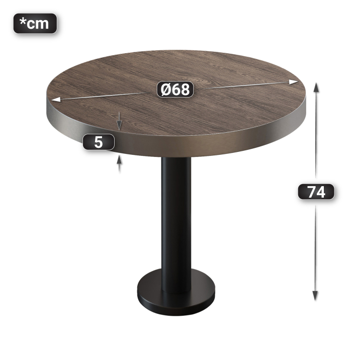 BML | Bistrobord | Ø:H 70 x 77 cm | Lys Wenge / Svart | Rundt BML | Bistrobord | Ø:H 70 x 77 cm | Lys Wenge / Svart | Rundt