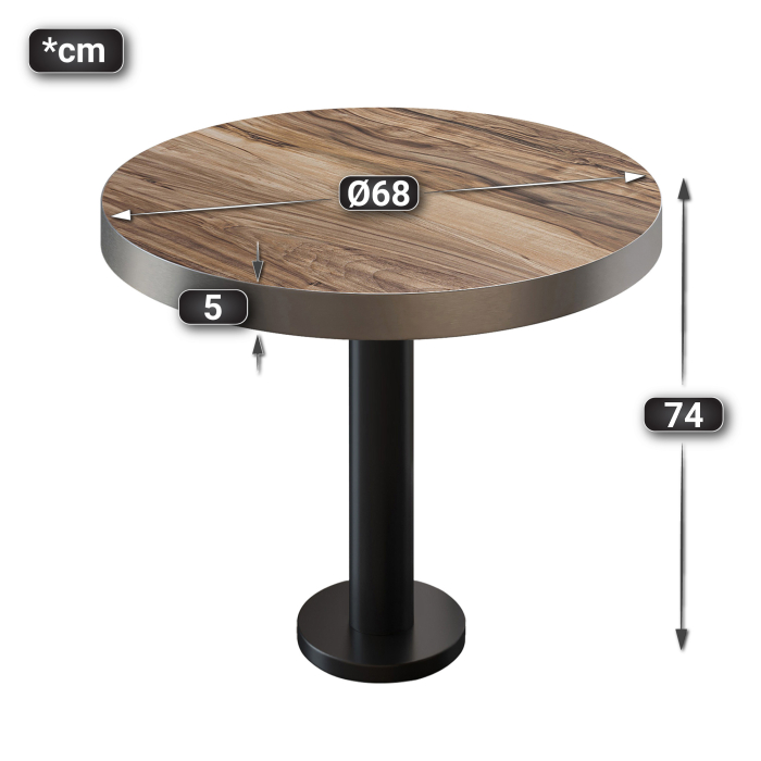 BML | Bistrobord | Ø:H 70 x 77 cm | Sheesham / Svart | Rundt BML | Bistrobord | Ø:H 70 x 77 cm | Sheesham / Svart | Rundt