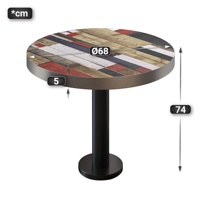 BML | Bistro table | Ø:H 70 x 77 cm | Vintage Colourful / Black | Round BML | Bistro table | Ø:H 70 x 77 cm | Vintage Colourful / Black | Round