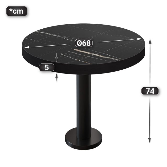 BML | Bistropöytä | Ø:K 70 x 77 cm | Musta marmori / Musta | Pyöreä | Pyöreä BML | Bistropöytä | Ø:K 70 x 77 cm | Musta marmori / Musta | Pyöreä | Pyöreä