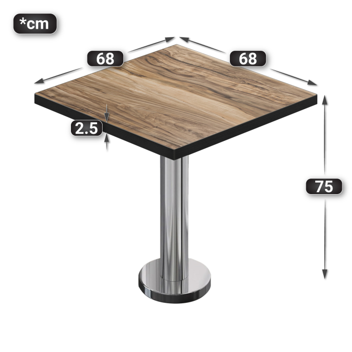 BML | Bistrobord | 70 x 70 x 74,5 cm | Firkantet | Sheesham / rustfritt stål BML | Bistrobord | 70 x 70 x 74,5 cm | Firkantet | Sheesham / rustfritt stål