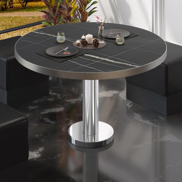 BML | Bistro-loungebord | Ø:H 60 x 39 cm | Sort marmor / rustfrit stål BML | Bistro-loungebord | Ø:H 60 x 39 cm | Sort marmor / rustfrit stål