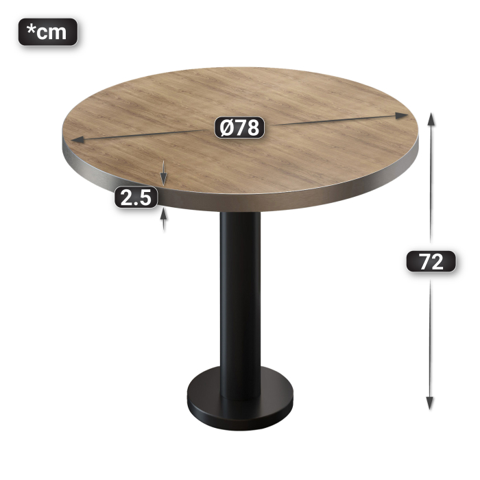 BML | Bistrobord | Ø:H 80 x 75 cm | Eik / Sort | Rundt