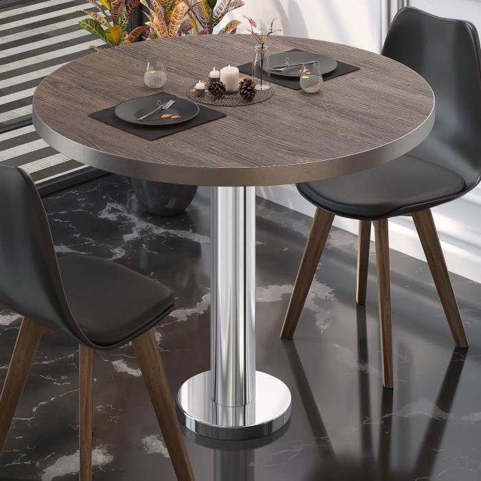 BML | Bistrobord | Ø:H 70 x 75 cm | Lett wenge / rustfritt stål | Rundt BML | Bistrobord | Ø:H 70 x 75 cm | Lett wenge / rustfritt stål | Rundt