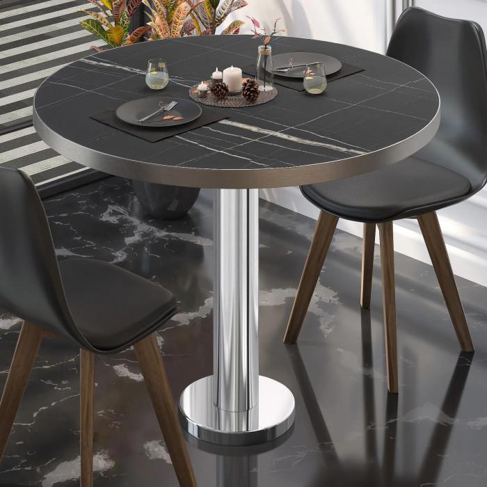 BML | Bistrobord | Ø:H 70 x 75 cm | Svart marmor/rustfritt stål | Rundt BML | Bistrobord | Ø:H 70 x 75 cm | Svart marmor/rustfritt stål | Rundt