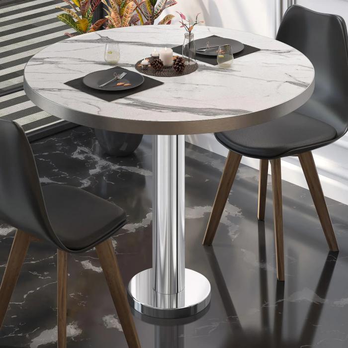BML | Bistrobord | Ø:H 70 x 75 cm | Hvit marmor/rustfritt stål | Rundt BML | Bistrobord | Ø:H 70 x 75 cm | Hvit marmor/rustfritt stål | Rundt