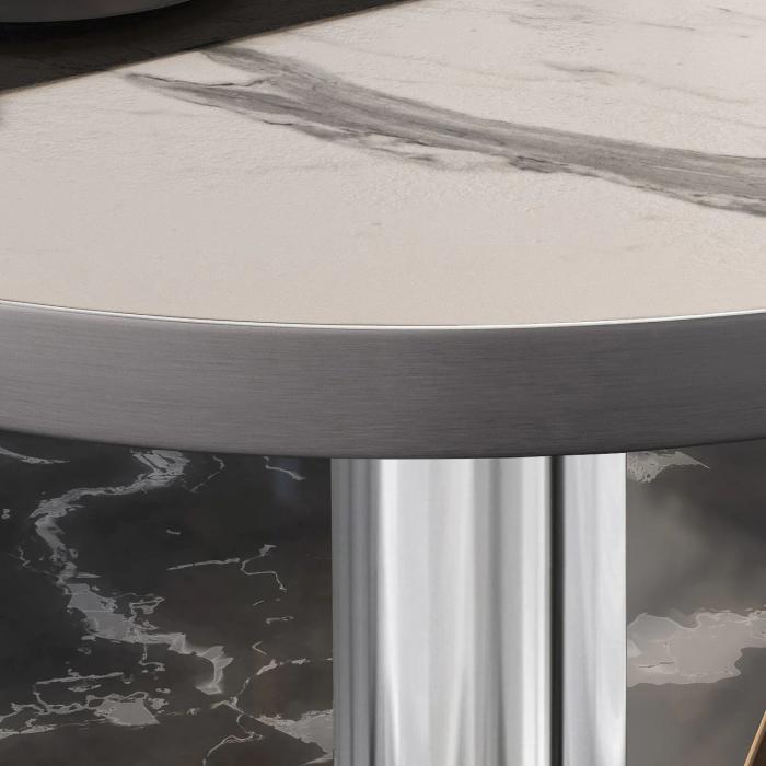 BML | Bistrobord | Ø:H 70 x 75 cm | Hvit marmor/rustfritt stål | Rundt BML | Bistrobord | Ø:H 70 x 75 cm | Hvit marmor/rustfritt stål | Rundt