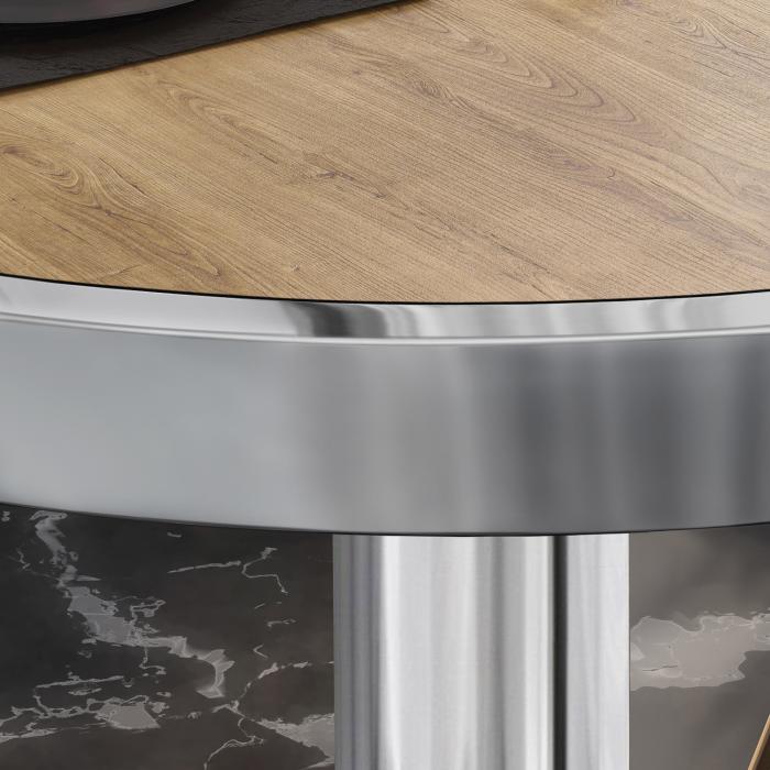 BML | Bistro salongbord | Ø:H 70 x 41 cm | Eik / rustfritt stål BML | Bistro salongbord | Ø:H 70 x 41 cm | Eik / rustfritt stål