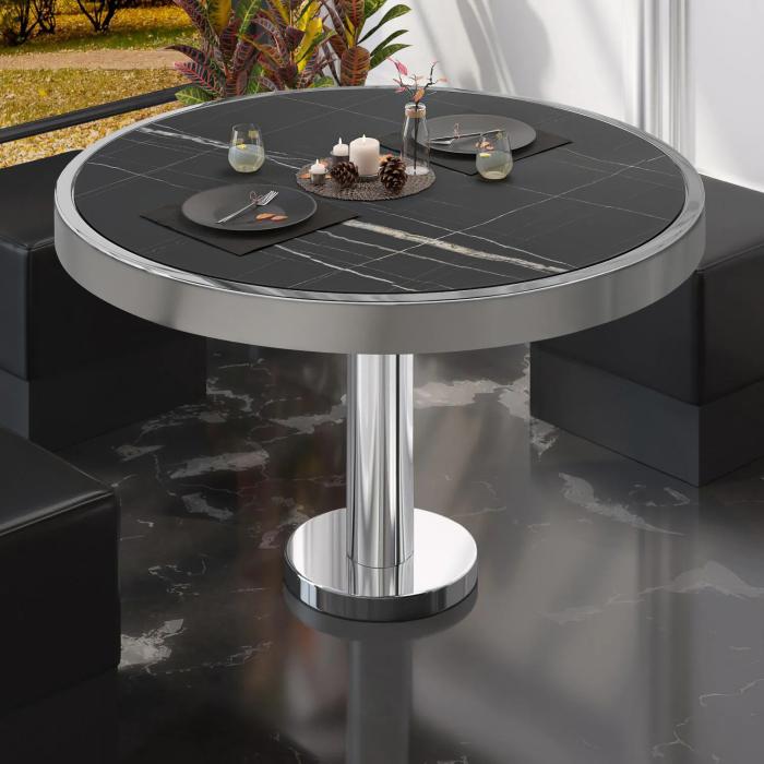 BML | Stół bistro | Ø:H 60 x 41 cm | Czarny marmur / stal nierdzewna BML | Stół bistro | Ø:H 60 x 41 cm | Czarny marmur / stal nierdzewna