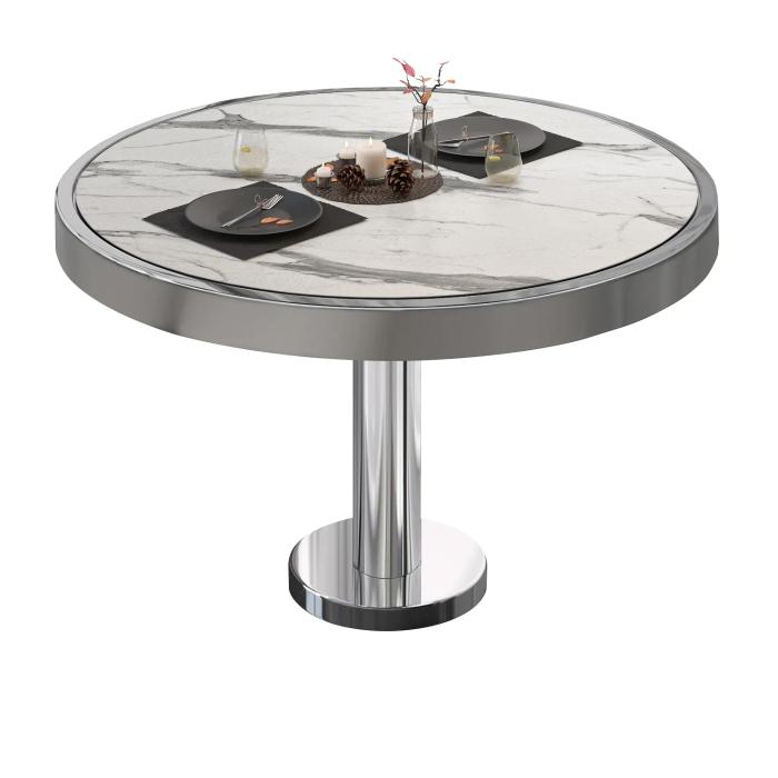 BML | Stół bistro | Ø:H 60 x 41 cm | Biały marmur / stal nierdzewna BML | Stół bistro | Ø:H 60 x 41 cm | Biały marmur / stal nierdzewna