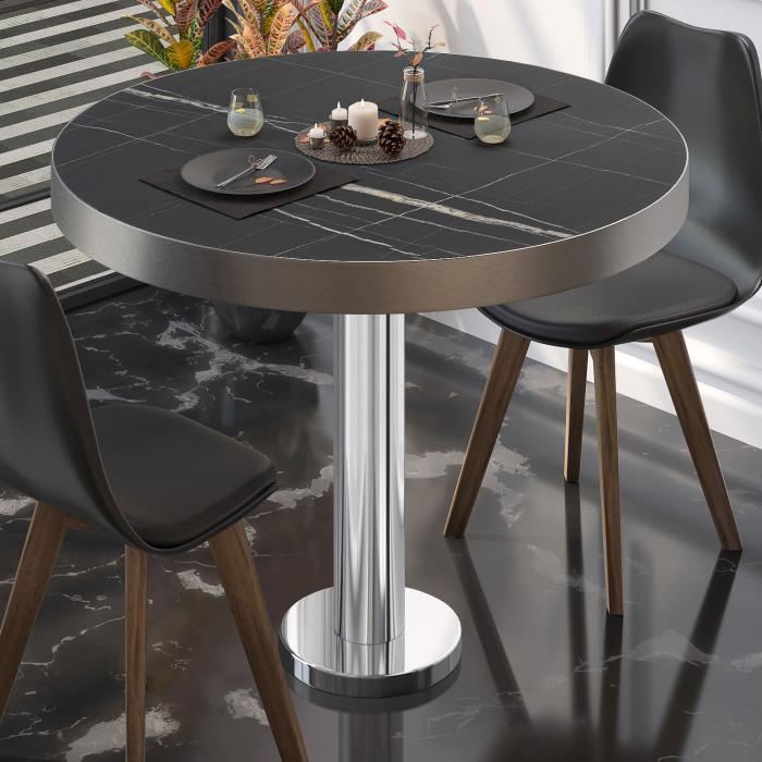 BML | Bistrobord | Ø:H 70 x 77 cm | Svart marmor/rustfritt stål | Rundt BML | Bistrobord | Ø:H 70 x 77 cm | Svart marmor/rustfritt stål | Rundt