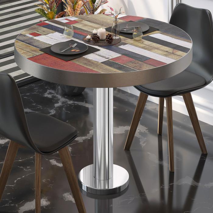 BML | Bistrobord | Ø:H 70 x 77 cm | Vintage fargerik / rustfritt stål | Rundt BML | Bistrobord | Ø:H 70 x 77 cm | Vintage fargerik / rustfritt stål | Rundt