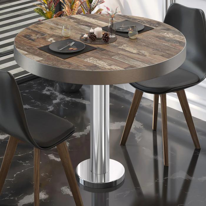 BML | Bistrobord | Ø:H 70 x 77 cm | Vintage gammelt / rustfritt stål | Rundt BML | Bistrobord | Ø:H 70 x 77 cm | Vintage gammelt / rustfritt stål | Rundt