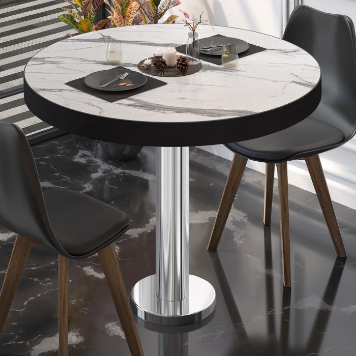 BML | Bistrobord | Ø:H 70 x 77 cm | Hvit marmor/rustfritt stål | Rundt BML | Bistrobord | Ø:H 70 x 77 cm | Hvit marmor/rustfritt stål | Rundt
