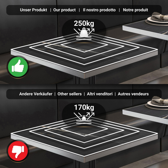 BMLG | Bistro Tisch | 70 x 70 x 75 cm | Quadratisch | Edelstahl Rand | Schwarz Marmor / Schwarz BMLG | Bistro Tisch | 70 x 70 x 75 cm | Quadratisch | Edelstahl Rand | Schwarz Marmor / Schwarz