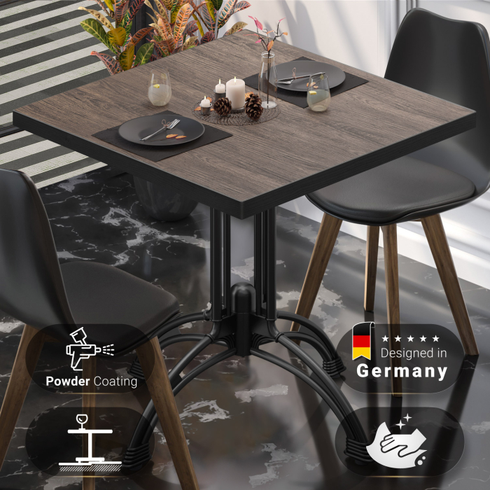 BMLG | Bistro Tisch | 70 x 70 x 75 cm | Quadratisch | Schwarzer Rand | Light Wenge / Schwarz BMLG | Bistro Tisch | 70 x 70 x 75 cm | Quadratisch | Schwarzer Rand | Light Wenge / Schwarz