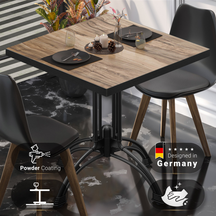 BMLG | Bistro Tisch | 70 x 70 x 75 cm | Quadratisch | Schwarzer Rand | Sheesham / Schwarz BMLG | Bistro Tisch | 70 x 70 x 75 cm | Quadratisch | Schwarzer Rand | Sheesham / Schwarz