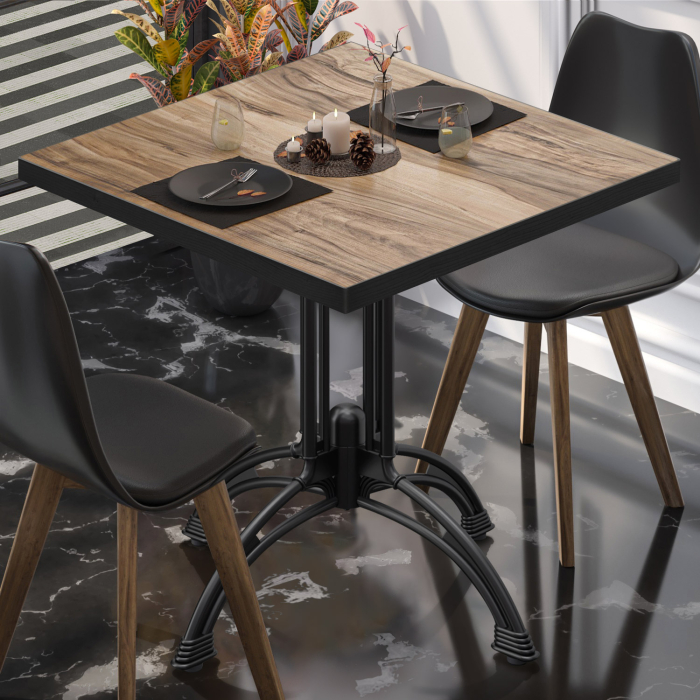 BMLG | Bistro Tisch | 70 x 70 x 75 cm | Quadratisch | Schwarzer Rand | Sheesham / Schwarz BMLG | Bistro Tisch | 70 x 70 x 75 cm | Quadratisch | Schwarzer Rand | Sheesham / Schwarz