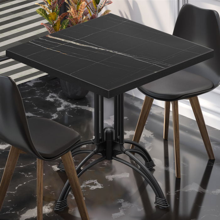 BMLG | Bistro Tisch | 70 x 70 x 75 cm | Quadratisch | Schwarzer Rand | Schwarz Marmor / Schwarz BMLG | Bistro Tisch | 70 x 70 x 75 cm | Quadratisch | Schwarzer Rand | Schwarz Marmor / Schwarz