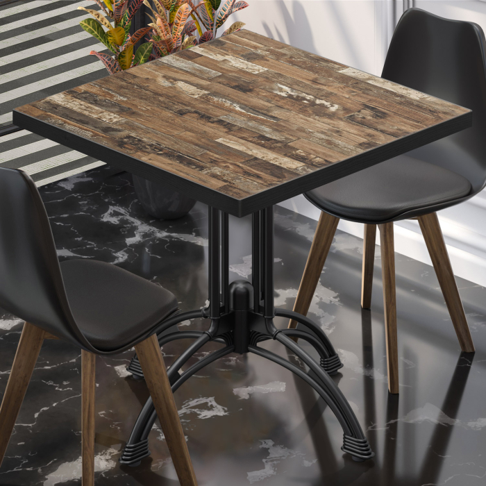 BMLG | Bistro Tisch | 70 x 70 x 75 cm | Quadratisch | Schwarzer Rand | Vintage Old / Schwarz