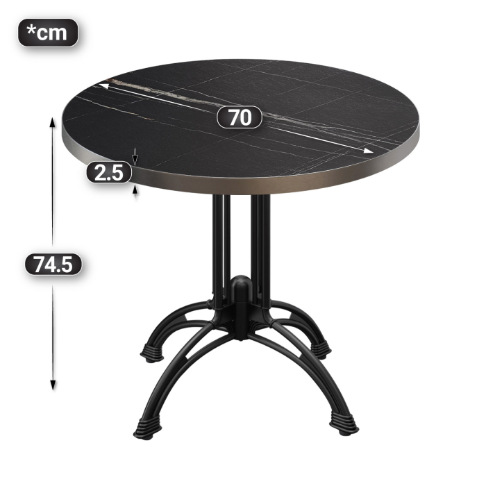 BMLG | Bistrobord | Ø 70 x 75 cm | Rund | Rustfritt stål kant | Svart marmor / Svart BMLG | Bistrobord | Ø 70 x 75 cm | Rund | Rustfritt stål kant | Svart marmor / Svart