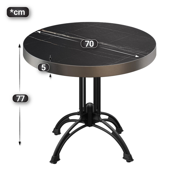 BMLG | Bistro Tisch | Ø 70 x 77 cm | Rund | Edelstahl Rand | Schwarz Marmor / Schwarz BMLG | Bistro Tisch | Ø 70 x 77 cm | Rund | Edelstahl Rand | Schwarz Marmor / Schwarz
