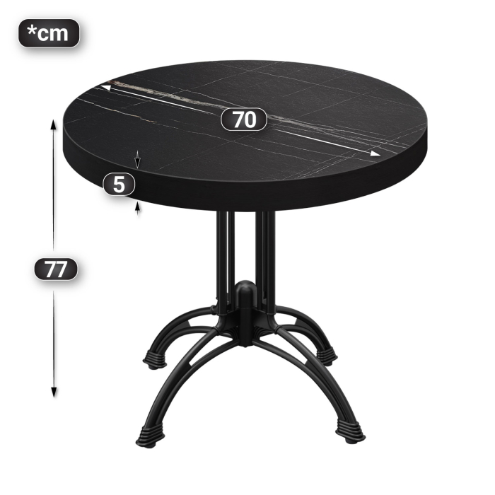 BMLG | Bistro Tisch | Ø 70 x 77 cm | Rund | Schwarzer Rand | Schwarz Marmor / Schwarz BMLG | Bistro Tisch | Ø 70 x 77 cm | Rund | Schwarzer Rand | Schwarz Marmor / Schwarz