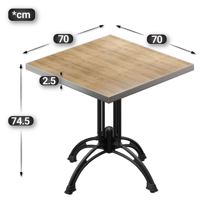 BMLG | Bistro Tisch | 70 x 70 x 75 cm | Quadratisch | Edelstahl Rand | Eiche / Schwarz BMLG | Bistro Tisch | 70 x 70 x 75 cm | Quadratisch | Edelstahl Rand | Eiche / Schwarz