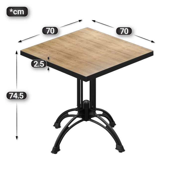 BMLG | Bistro Tisch | 70 x 70 x 75 cm | Quadratisch | Schwarzer Rand | Eiche / Schwarz BMLG | Bistro Tisch | 70 x 70 x 75 cm | Quadratisch | Schwarzer Rand | Eiche / Schwarz