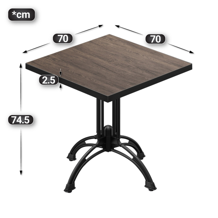 BMLG | Bistro Tisch | 70 x 70 x 75 cm | Quadratisch | Schwarzer Rand | Light Wenge / Schwarz BMLG | Bistro Tisch | 70 x 70 x 75 cm | Quadratisch | Schwarzer Rand | Light Wenge / Schwarz