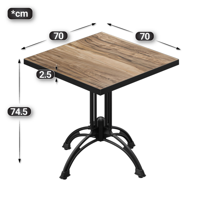 BMLG | Bistro Tisch | 70 x 70 x 75 cm | Quadratisch | Schwarzer Rand | Sheesham / Schwarz BMLG | Bistro Tisch | 70 x 70 x 75 cm | Quadratisch | Schwarzer Rand | Sheesham / Schwarz
