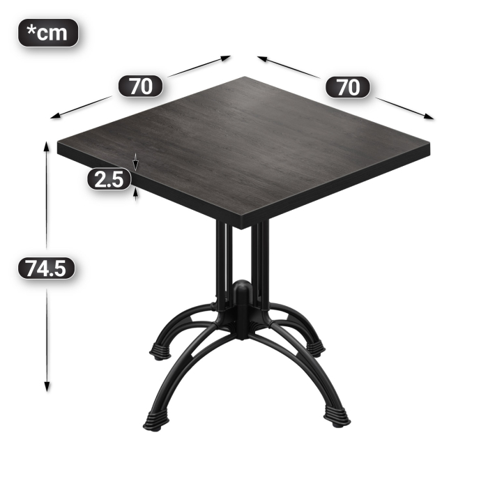 BMLG | Bistro Tisch | 70 x 70 x 75 cm | Quadratisch | Schwarzer Rand | Wenge / Schwarz BMLG | Bistro Tisch | 70 x 70 x 75 cm | Quadratisch | Schwarzer Rand | Wenge / Schwarz