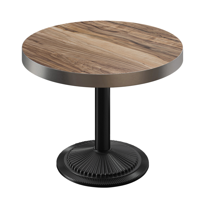BMX | Bistro Table | Ø 70 x 81 cm | Round | Stainless Steel Edge | Sheesham / Black