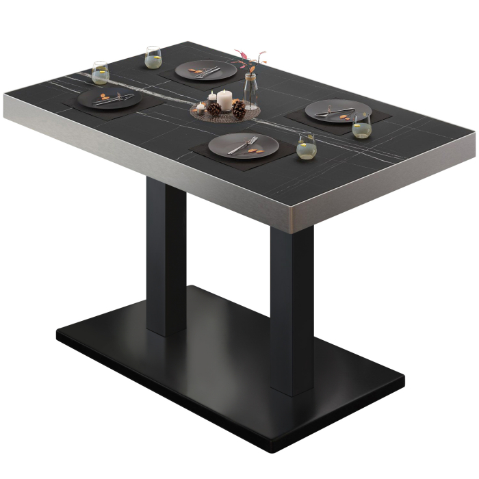 BM | Bistrobord | B:D:H 130 x 80 x 77 cm | Svart marmor / Svart | Rektangulärt