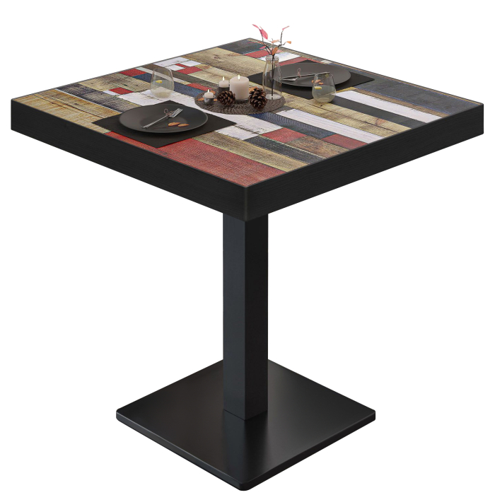 BM | Bistrobord | B:D:H 60 x 60 x 77 cm | Vintage färgstarkt / svart | Fyrkantigt