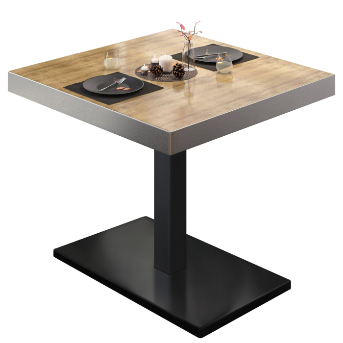 BM | Restaurangbord | B:D:H 80 x 80 x 77 cm | Ek / Svart | Fyrkant