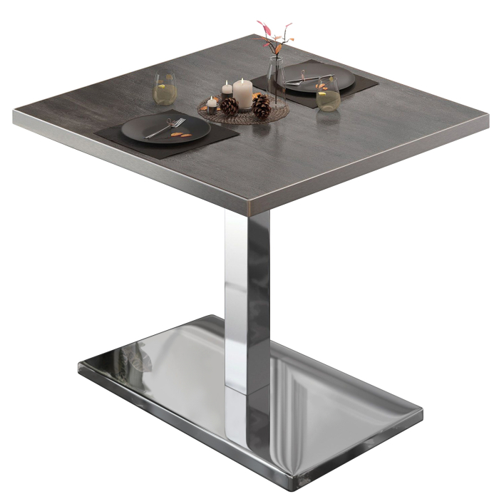 BM | Restaurangbord | B:D:H 80 x 80 x 77 cm | Wenge / rostfritt stål | Fyrkant