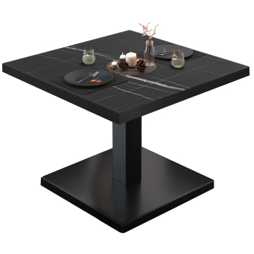 BM | Bistro lounge bord | B:D:H 80 x 80 x 41 cm | Svart marmor / Svart