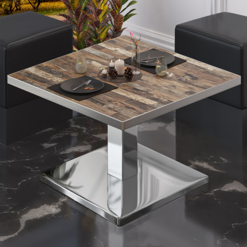 BM | Bistro lounge table | W:D:H 60 x 60 x 41 cm | Vintage Old / stainless steel