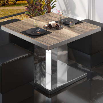 BM | Bistro lounge table | W:D:H 70 x 70 x 41 cm | Sheesham / stainless steel