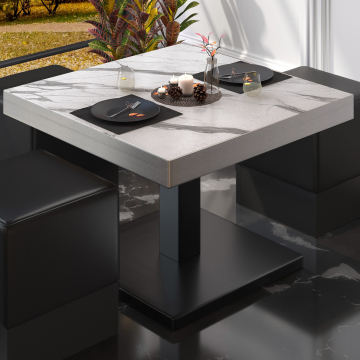 BM | Bistro-loungebord | B:D:H 60 x 60 x 41 cm | Hvid marmor / Sort
