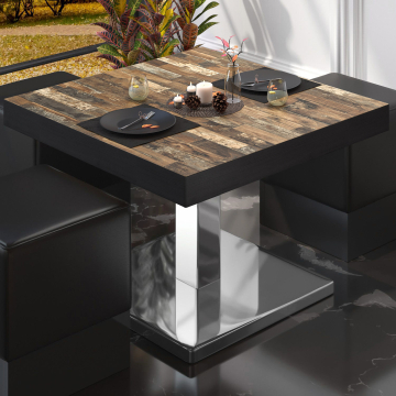 BM | Bistro-loungebord | B:D:H 70 x 70 x 41 cm | Vintage Old / rustfrit stål
