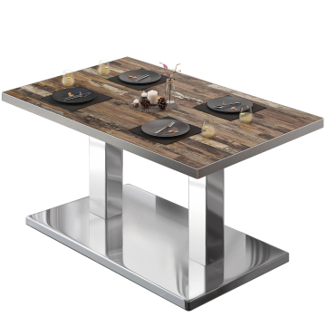 BM | Bistro loungetafel | B:D:H 130 x 80 x 41 cm | Vintage Oud / roestvrij staal