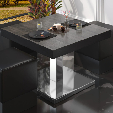 BM | Bistro loungetafel | B:D:H 70 x 70 x 41 cm | Wengé / roestvrij staal