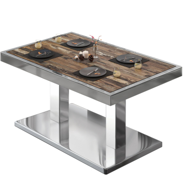 BM | Bistro Loungetisch | B:T:H 110 x 60 x 41 cm | Vintage Old / Edelstahl