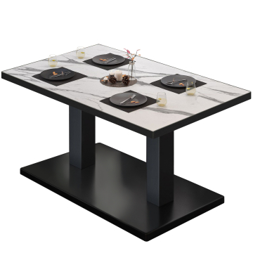 BM | Bistro Loungetisch | B:T:H 110 x 60 x 41 cm | Weiß Marmor / Schwarz