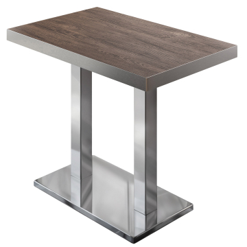 BM | Bistro Pöytä | 110 x 60 x 110 cm | Suorakulmainen | Ruostumaton teräsreuna | Vaalea wenge / Ruostumaton teräs