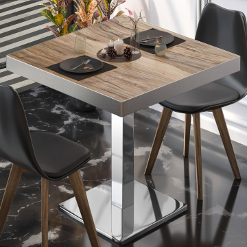 BM | Bistro-pöytä | K:S:H 60 x 60 x 77 cm | Sheesham / ruostumaton teräs | Neliö